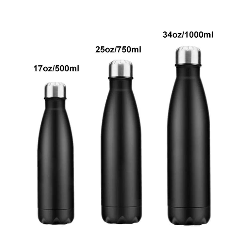 Bouteille de cola sous vide en acier inoxydable, flacon isolé sans BPA, 17oz 25oz 34oz 500/750/1000 ml