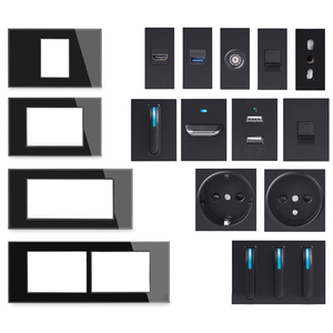 FR ab İngiltere tipi priz TV ağ SA soket tipi C USB 1 2 3 4 Gang 2 yollu Push Reset düğmesi anahtarı cam Panel DIY ücretsiz kombinasyonu - Product Image 3
