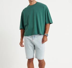 100% コットンメンズカジュアルTシャツルーズフィット特大ドロップショルダーブランクプラスサイズ竹繊維