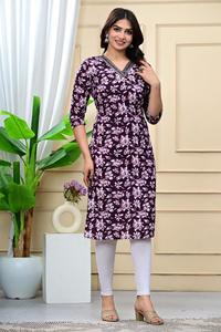 パキスタンインドストレート<span class=keywords><strong>Kurti</strong></span> | スタイリッシュな刺繍デザイン | 毎日の使用のための女性のロングチュニック