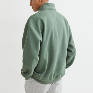Oem Customizable Plain <strong>Gents</strong> Hoodies Polyester Cotton Men Jumper 14 Zip Pullover Green Blank Quarter Zip Sweatshirt - Product Image 4