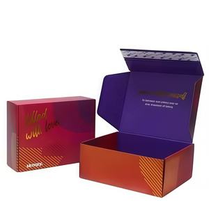 Tùy chỉnh in với vàng dập có thể tái chế sóng dây kéo hộp bưu phẩm dễ dàng-mở vận chuyển Hộp quà tặng với Tear Strip - Product Image 1