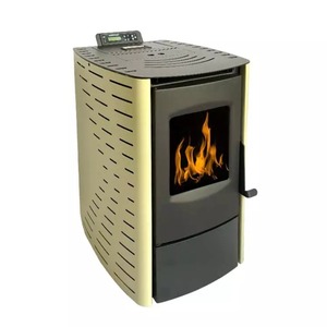 现代风格家用小尺寸8kw生物质壁炉木质颗粒炉带遥控器 - Product Image 1