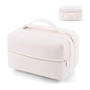 Grand sac de maquillage gonflé de voyage sac de toilette à 2 couches sac cosmétique pour voyage sac de pochette cosmétique de toilette en <span class=keywords><strong>nylon</strong></span>