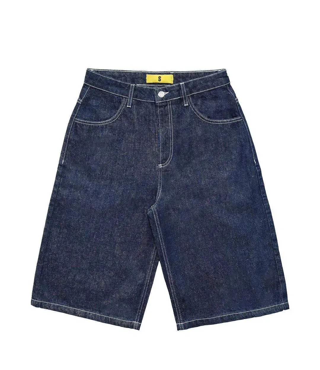 Shorts de trabalho soltos para homens, calças curtas vintage personalizadas de comprimento médio, shorts jeans largos para homens, moda verão personalizada