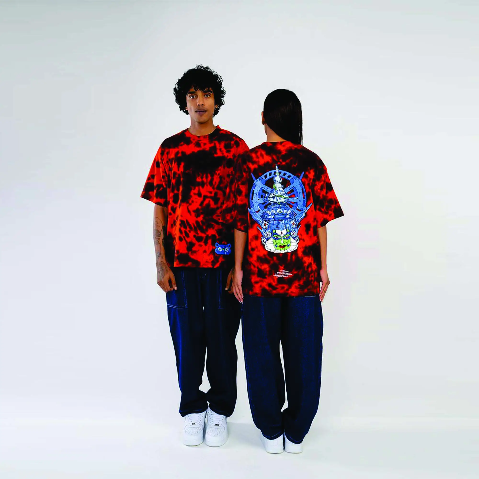 American Street Camiseta con estampado de alta definición Moda para hombre Hip Hop Cuello redondo Respaldo suelto Marca de manga corta