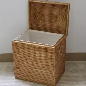 越南进口天然藤编矩形储物篮，带内把手 - Product Image 5