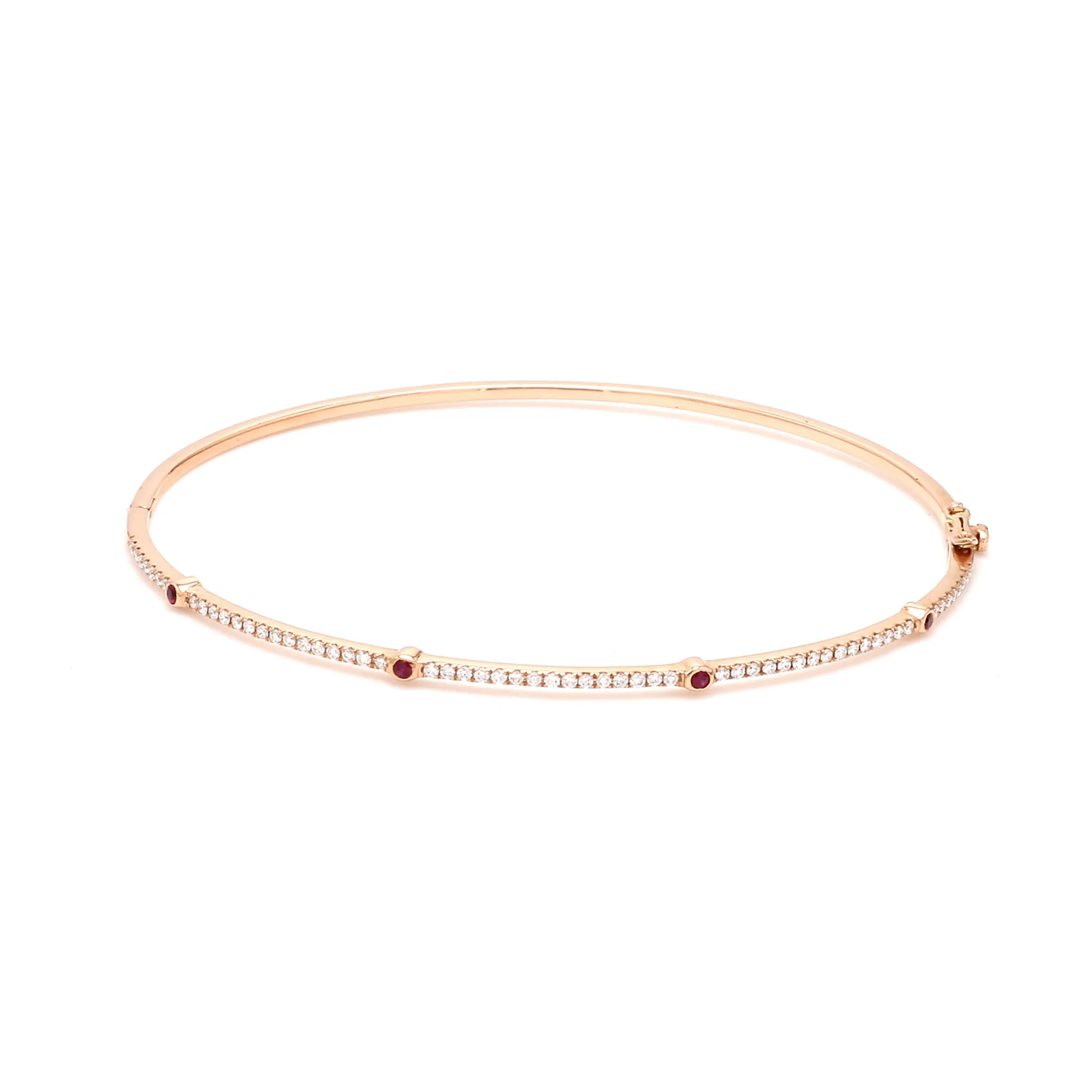 Pulsera de oro rosa de 18k para mujer, brazalete de diamante Natural y rubí, joyería fina de compromiso de aniversario, regalo al por mayor