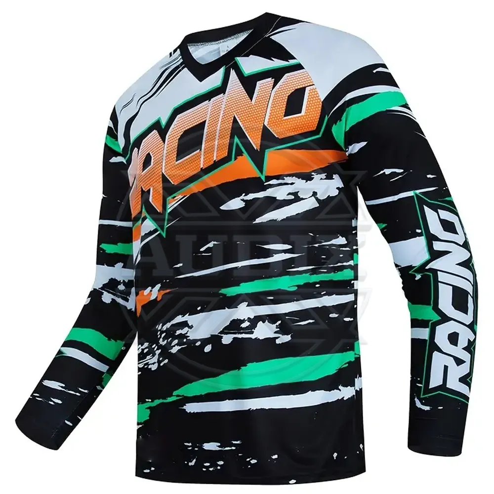 Wholesale High Quality Sublimation Men Long Sleeve Motorcycle Off road T shirt Quick Drying Breathable Outdoor Top For Sports