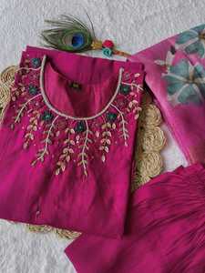 Women's Salwar Kameez with Khatli Work in Silk Fabric with Beautiful Color Fully Stitched Readymade - Product Image 2