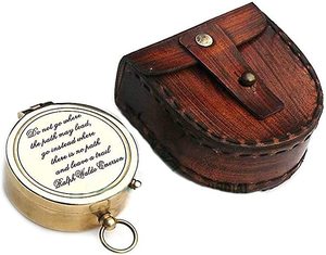 Quote Engraved Nautical Compass in Brass With Engraving <strong>Poetry</strong> Use for Outdoor Hiking or Searching Direction <strong>Tool</strong> - Product Image 1