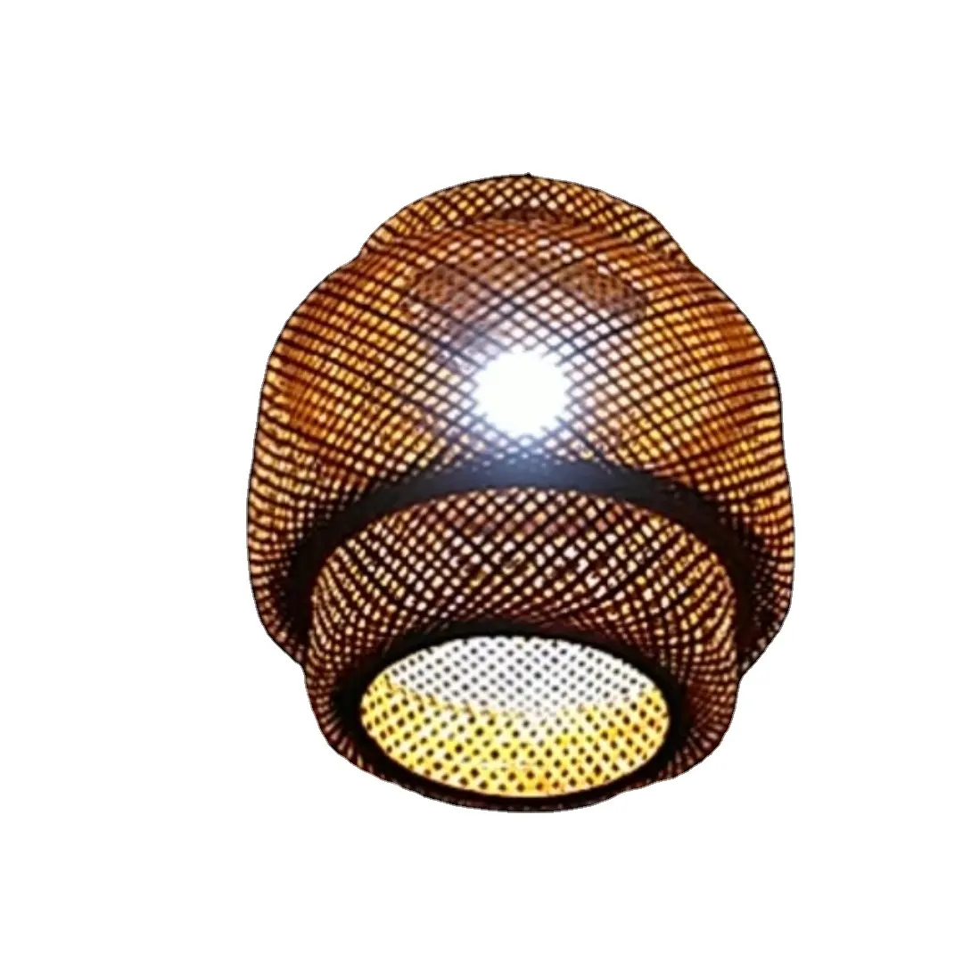 Lampe suspendue moderne en osier fait à la main en bambou et rotin Rétro Design créatif simple Éclairage pour la maison Lustre tissé Suspension