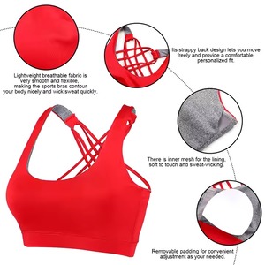 Toptan özel Logo yüksek kalite özel Logo Yoga sutyen üst spor kadın spor sutyeni kırmızı renkte - Product Image 2