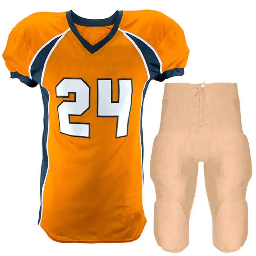 O uniforme de futebol americano é facilmente acessível em grandes quantidades, imprimindo um logotipo personalizado de alta qualidade em um GPG americano