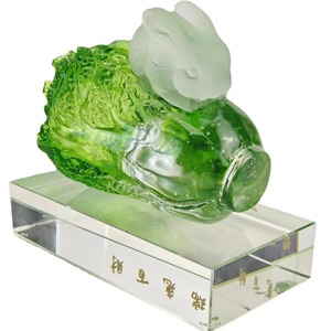 Kristal yeşim tavşan küçük süs servet zanaat lahana masaüstü şanslı tavşan heykelcik uğurlu hediye mevcut - Product Image 4