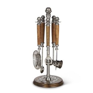 Parti kullanıma hazır süzgeç Jiggers buz Tong ahşap bar dekor için standı ile son tasarım paslanmaz çelik Bar takım kulübü için Set - Product Image 4
