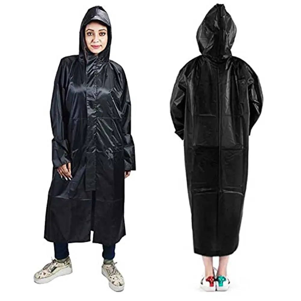 여성용 레인 코트 후드 착용시 풀 슬리브 비 방수 방풍 비옷/레인 슈트/오버 코트 사이즈 (XL)