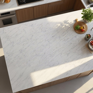 Bán buôn 2025 mới hiện đại đánh bóng thiết kế sang trọng calacatta Trắng Quartz slab <span class=keywords><strong>Countertop</strong></span> nhà bếp đảo Vanity đầu khách sạn - Product Image 4
