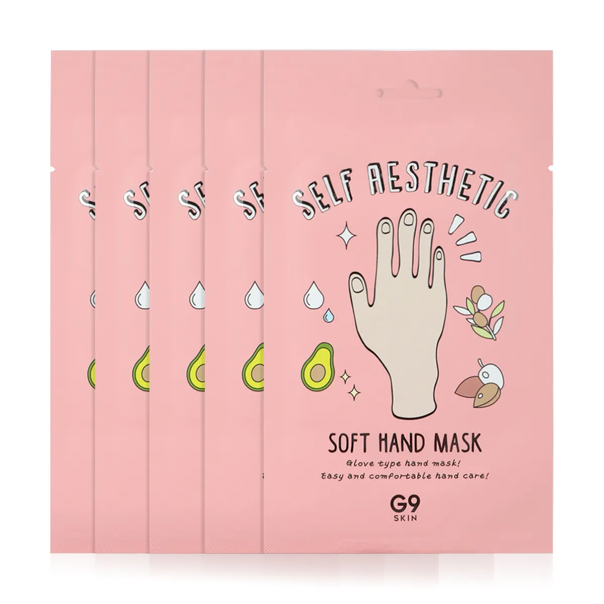 Máscara esfoliante de mãos e pés, produtos de skincare g9 pele auto-estética macia máscara de mão