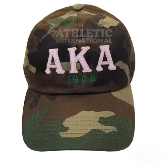 AKA gorras de béisbol Camo diseño nuevo estilo de moda griego personalizado hermandad bordado impreso letra impermeable Unisex sombreros gorras