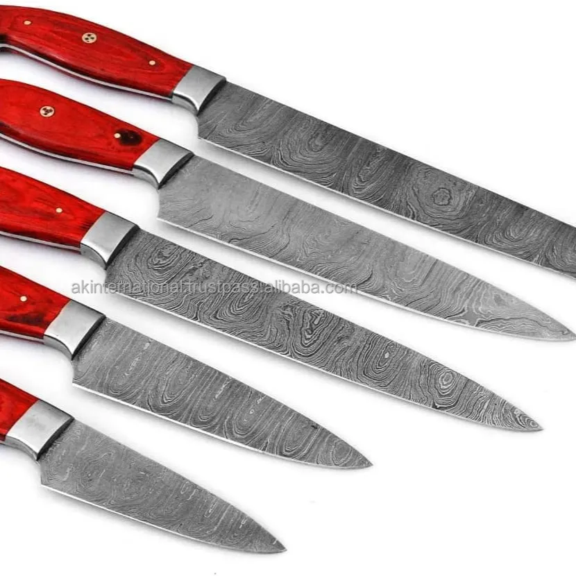 Cuchillo hecho a mano de Damasco para Chef, juego de cuchillos de cocina de acero damasco para Chef