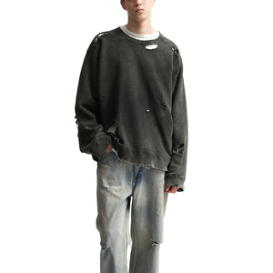 Kazak üzerinde düzensiz çökmek tahrip Sweatshirt ağır stres ve göğüs yüksek <span class=keywords><strong>Quali</strong></span> logo grafik boyunca solma