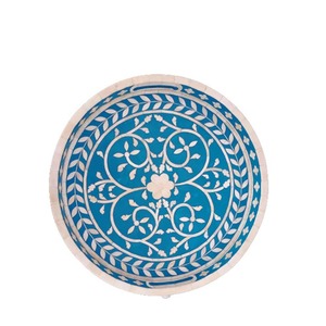 手工圆形玻璃串珠餐垫天蓝色和白色餐桌垫餐饮装饰拖把镶嵌杯垫最佳质量 - Product Image 2