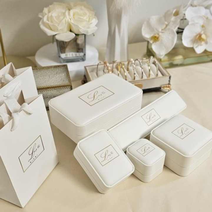 FORTE Hot Stamping Wholesale PU Leather Boxes Luxury Custom Ring Earring Bracelet Box Organizer Blac