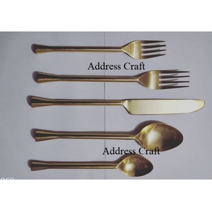 环保金属餐具套装定制标志奢华18/8不锈钢银色闪亮抛光餐具套装 - Product Image 5