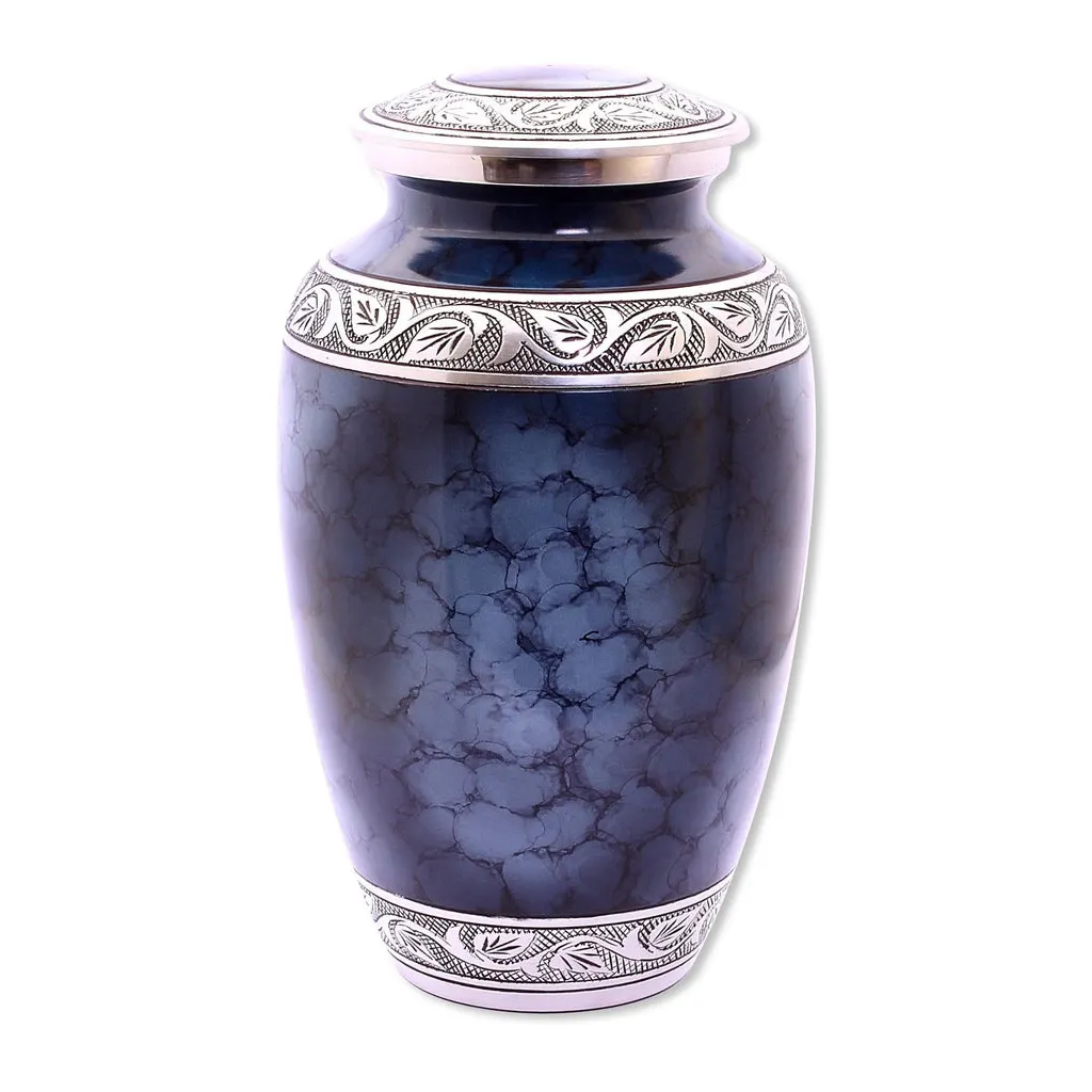 Urnas de cremación conmemorativas de esmalte azul Mini urnas de recuerdo para cenizas humanas/mascotas Mejor precio artesanías de metal Fabricante de urnas funerarias