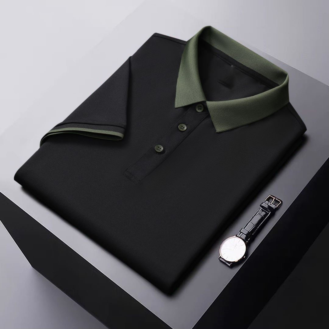 Style unisexe-noir avec col vert