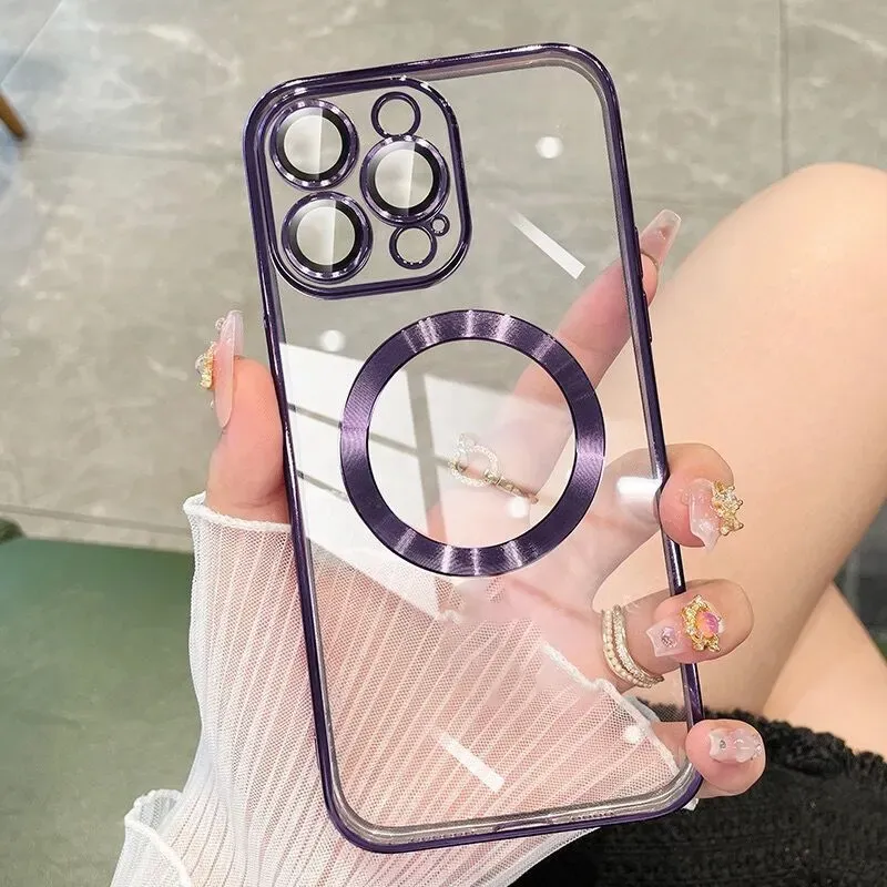 Casing ponsel magnetik mewah Tpu lembut, pelindung telepon genggam tahan guncangan banyak warna untuk iPhone 15 14 13 12 Pro Max Plus