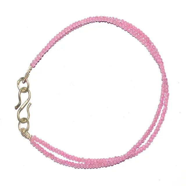 925 Серебряный супер подлинный розовый циркон драгоценный камень браслет 9 "прядь 2 слоя регулируемый браслет для мужчин и женщин