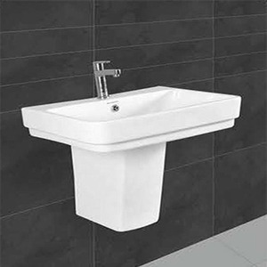 Ấn Độ Dễ Dàng Làm Sạch Gốm Nửa Bệ Sink - One Mảnh Bán Rửa Lưu Vực Mono Khối Lavabo Sứ Phòng Tắm Thiết Bị Vệ Sinh - Product Image 2