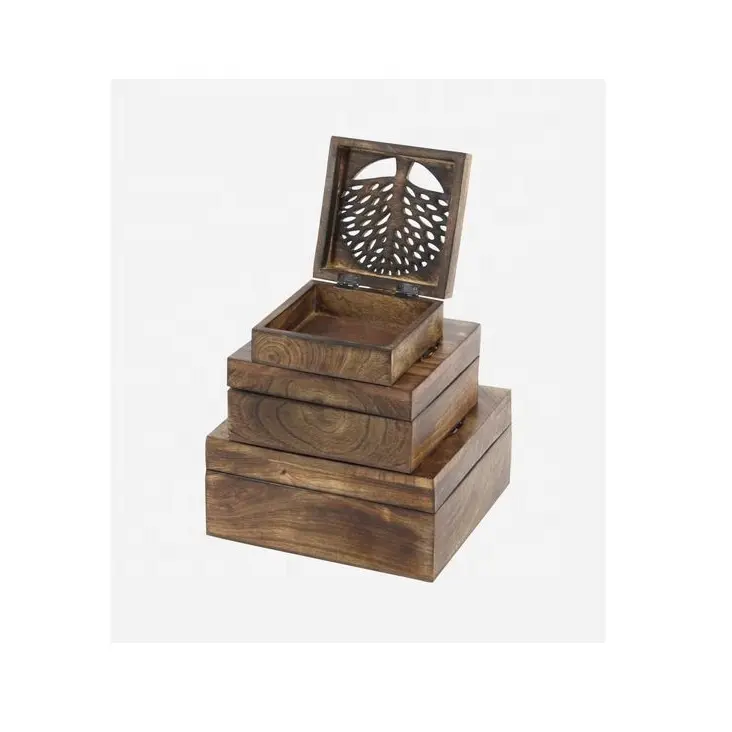 女性のための木製の手作りのジュエリーボックス女の子のジュエリーオーガナイザー素朴な木製の記念品収納ボックス多目的