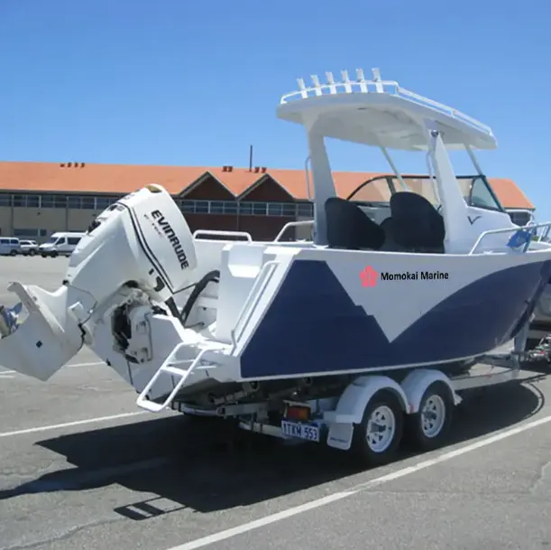 Bateau de pêche océanique de 7.5m en aluminium modèle de cabine centrale 175-HP Moteur Bateau de pêche à vendre