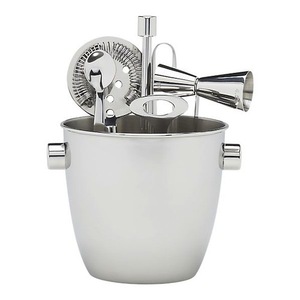 Kulübü parti kullanıma hazır son tasarım paslanmaz çelik Bar aracı Set süzgeç jibar buz tong bar dekor için ahşap standı ile - Product Image 5