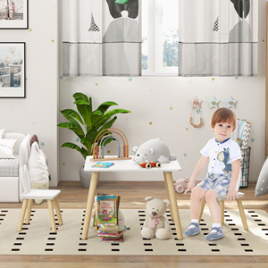 AIYAPLAY Children'<strong>s</strong> <strong>Table</strong> and 2 Chairs <strong>Set</strong> with Rabbit Ear Backrest, Ages 3-6 Years, White - Product Image 2
