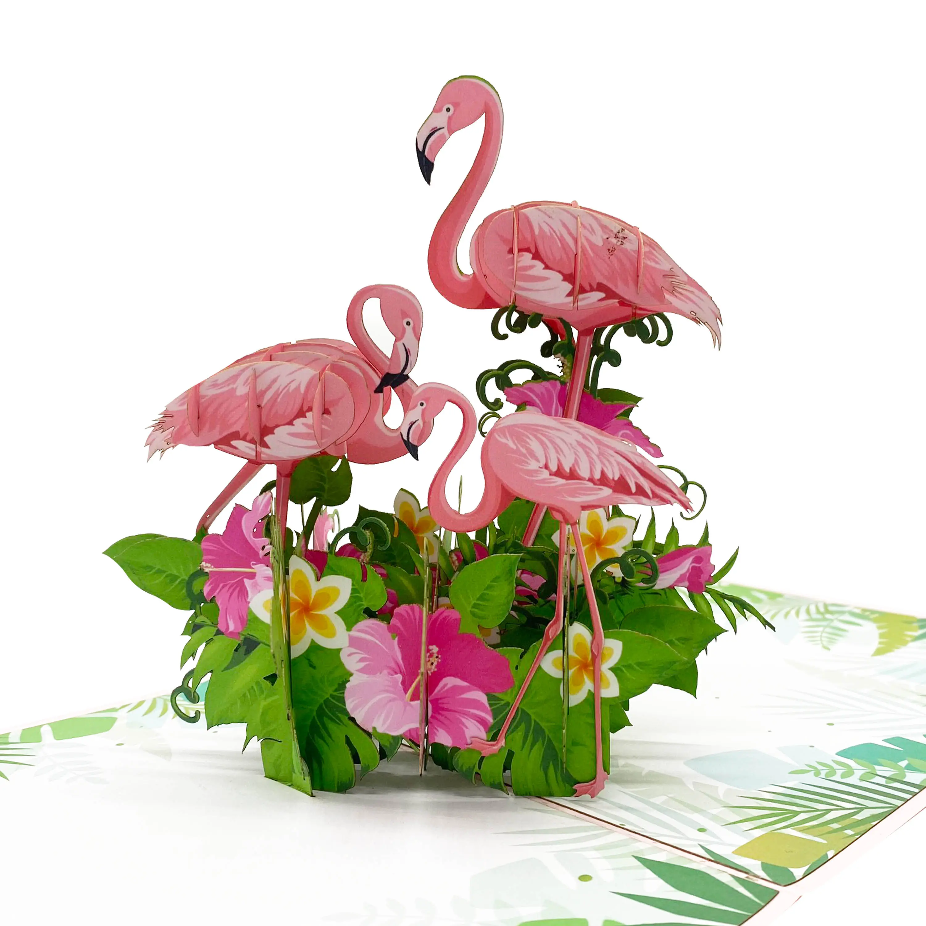 Nieuwe Collectie 3d Handgemaakte Kaart Bloemen Trending Wenskaart Flamingo Pop-Up Kaarten Uit Vietnam