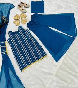 宝莱坞设计师Kid <span class=keywords><strong>Lehenga</strong></span> Choli丝绸民族服装印度巴基斯坦婚礼派对服装刺绣传统萨尔瓦卡梅兹