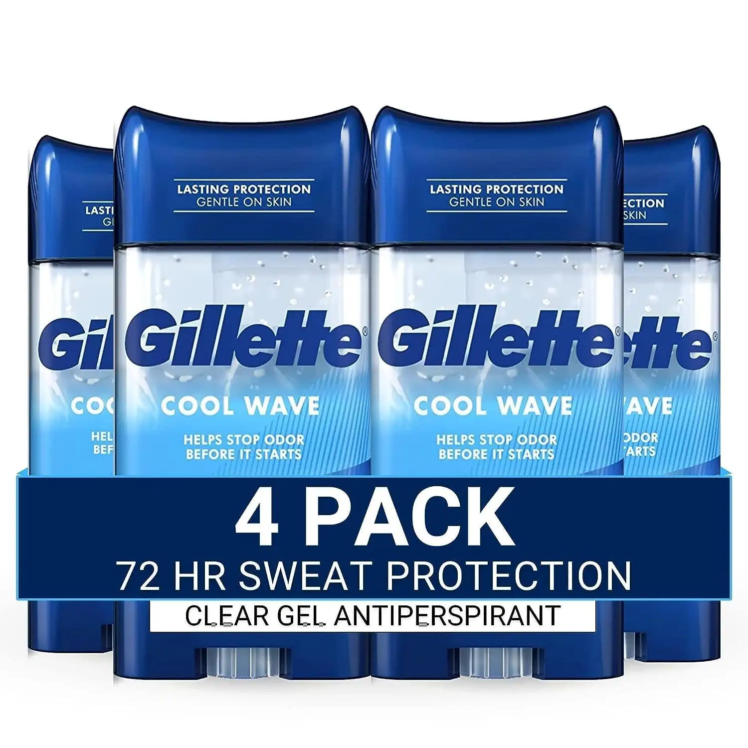 Gillette Clear Gel Herren Antiperspirant und Deodorant, , Cool Wave, Nummer 1 Clear Gel Marke für Herren, 3,8 Unzen (Verpackung mit 4)