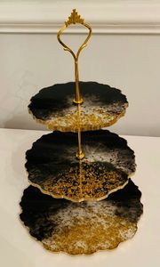 拉斯特设计树脂蛋糕架圆形和2轮胎风格服务白色树脂手工蛋糕甜点架和家居装饰