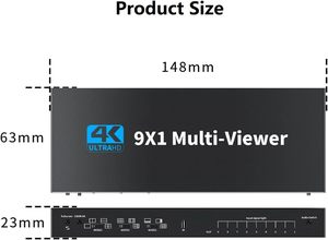SY HDMI Multi-Viewer 9X1, 9 en 1 Salida HDMI Switcher con control remoto, HDMI Multi-Switcher Soporte 4K 30Hz, 5 Modos de Vista - Product Image 2