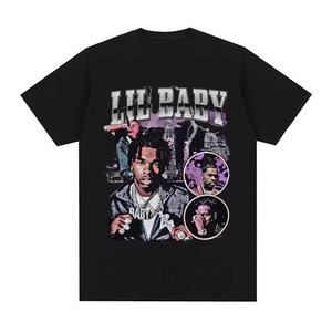 Hip Hop Style <strong>Rapper</strong> Lil Baby T-shirt Vintage Graphic Print Oversized T-shirt for Men Fashion Aesthetic Short Sleeve T-Shirt