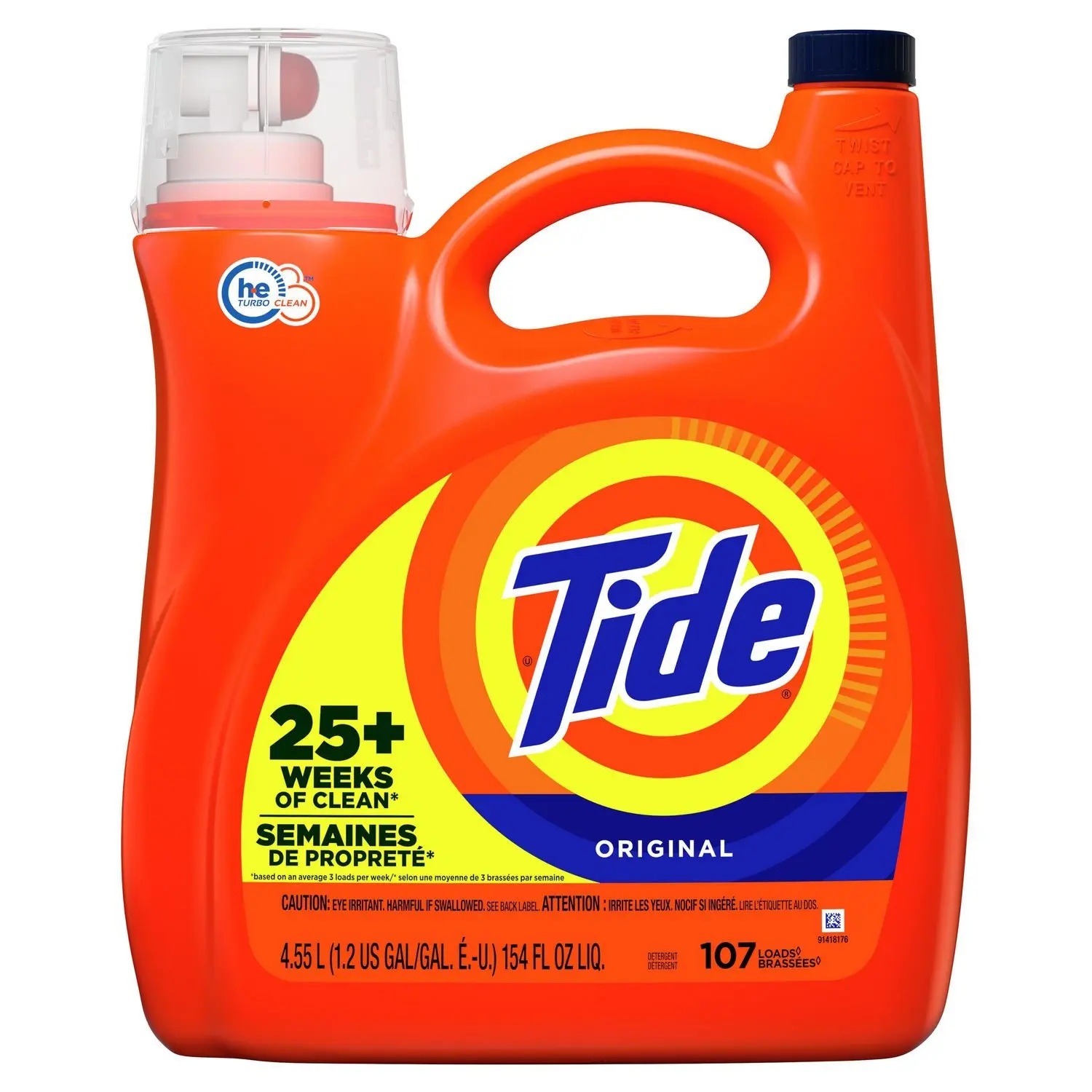 Savon liquide détergent à lessive Tide, haute efficacité (He), parfum original, 64 charges