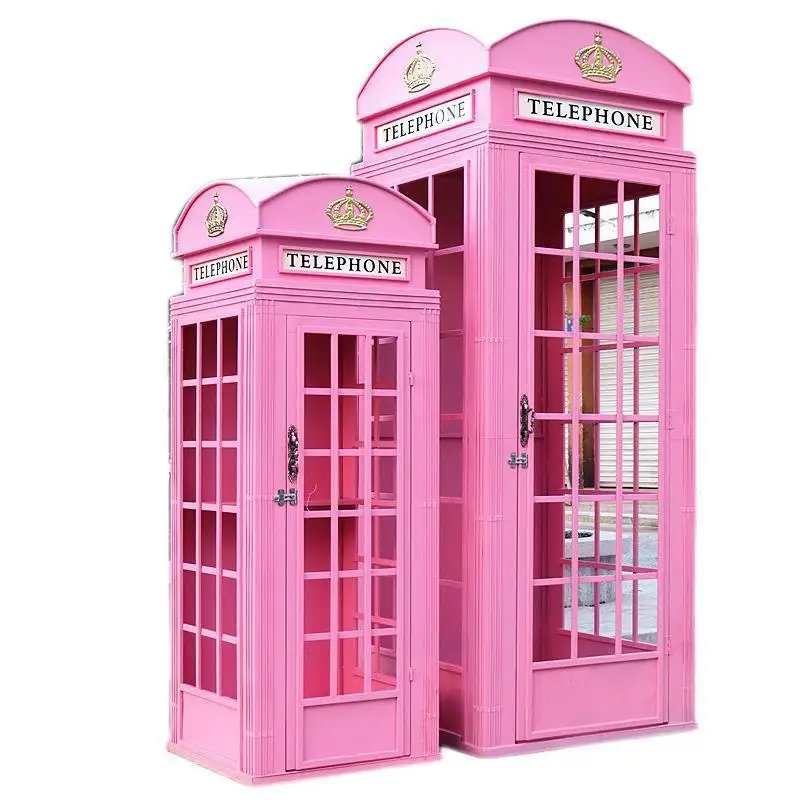 Supporto per la decorazione di nozze OEM Iron Metal Material London Pink modello di cabina telefonica in vendita