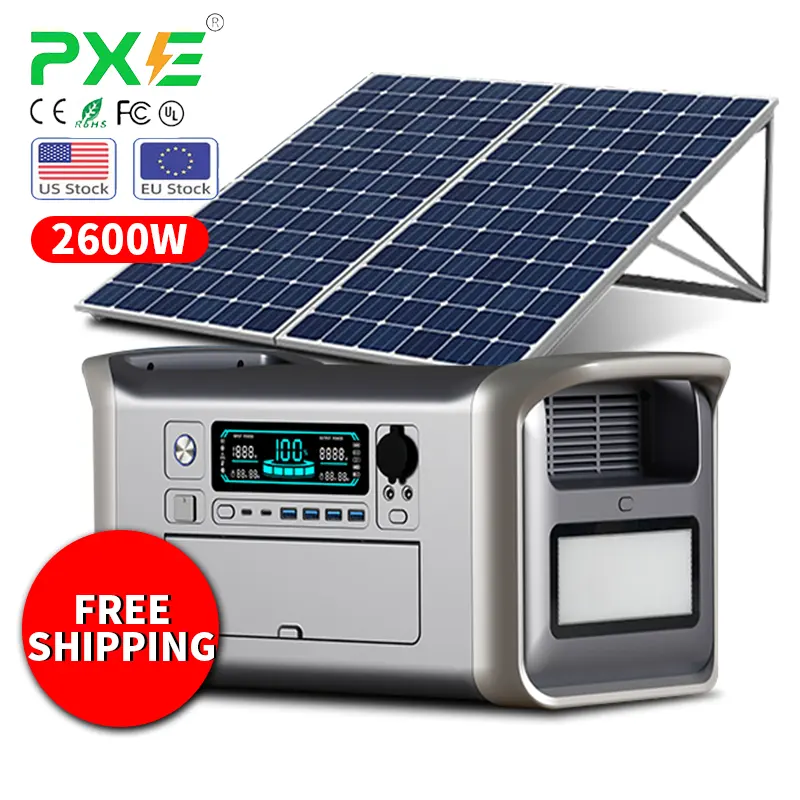 Dropshipping 2600W 640000mAh 320000mAh Système solaire extérieur Portable Power Station EV Chargeur de batterie de stockage d'énergie Générateur