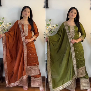 エレガントなインドのパキスタンスタイルのSalwarKameez既製レディースウェディングドレスステッチパーティーウェア用Salwarスーツ