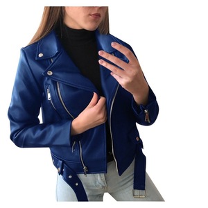 Yüksek kalite özel fermuar up motosiklet kadın deri ceket düzenli Fit tam selekışlık kıyafet trençkotlar rahat deri