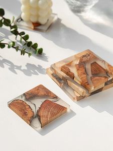 圆形套装4个环氧树脂杯垫豪华木制餐垫畅销木质树脂杯垫顶级手工蜂垫 - Product Image 4